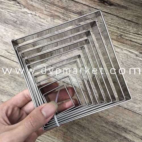 Bộ 10 khuôn mousse vuông inox 304 (size 3x3 - 3x12)