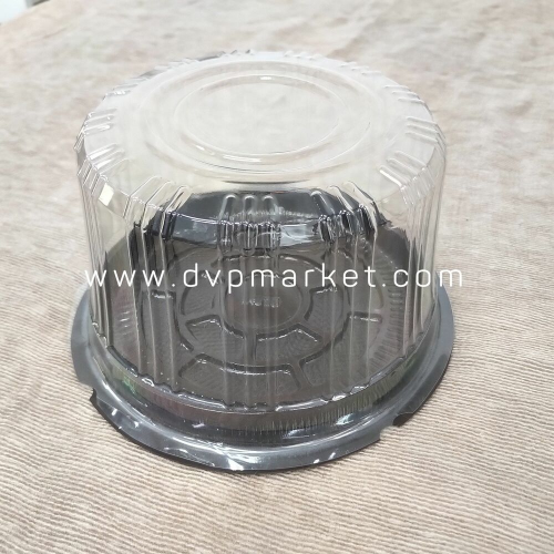 Hộp bánh tròn đế đen A016 (16cm) (25c)