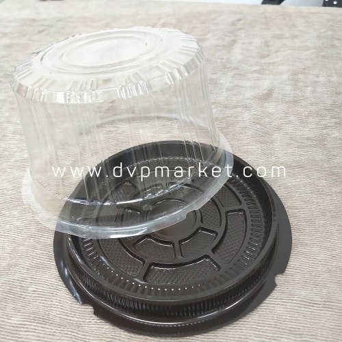 Hộp bánh tròn đế đen A016 (16cm) (25c)