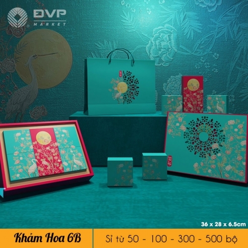 Set 05 bộ túi hộp TT 6 bánh 150-250g Khảm Hoa 2021