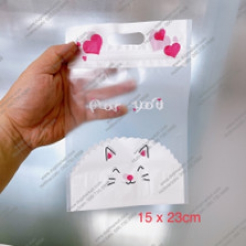 Túi zip size 15.5x23 - Mèo trắng for you (Xấp 10c)