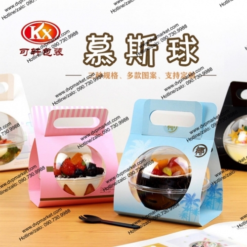 S - Hộp giấy nhựa tròn mousse 390ml HT171 - 800 set/thùng